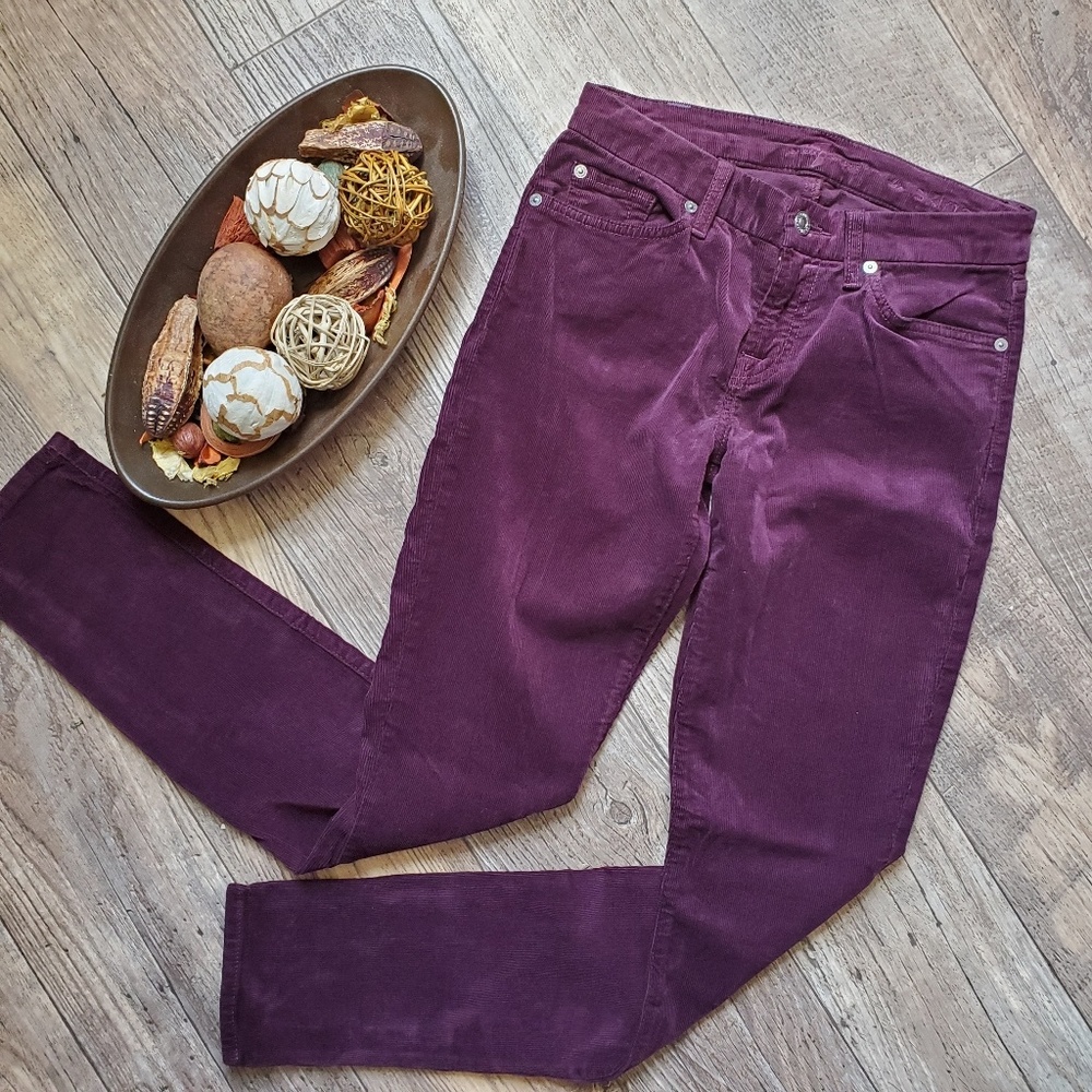 7 for all mankind burgundy jeans 25